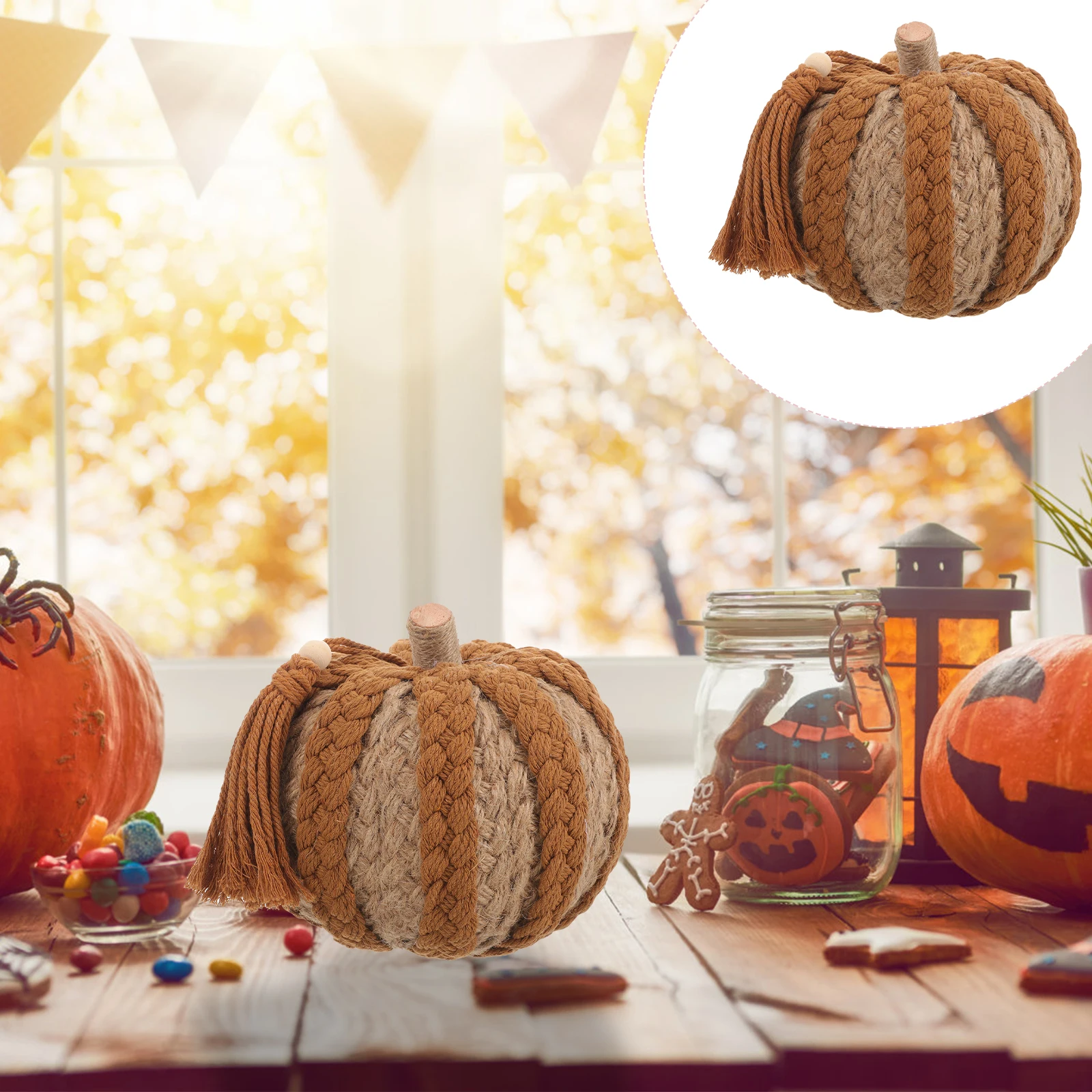 

Decoration Pumpkin Ornaments Halloween Simulation Decorate Braided Rope Pumpkins Woven Decorations