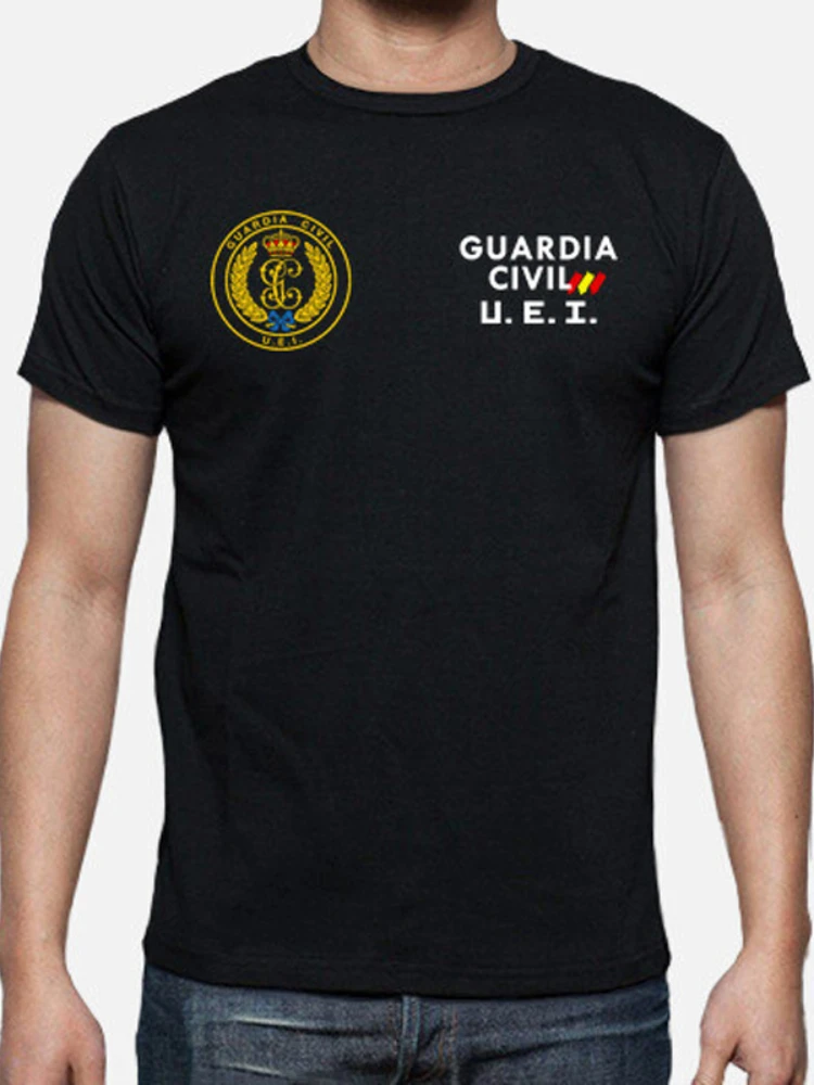 España Guardia Civil UEI Insignia Camiseta. 100% Algodón De Alta Calidad, Cuello Redondo Casual Top