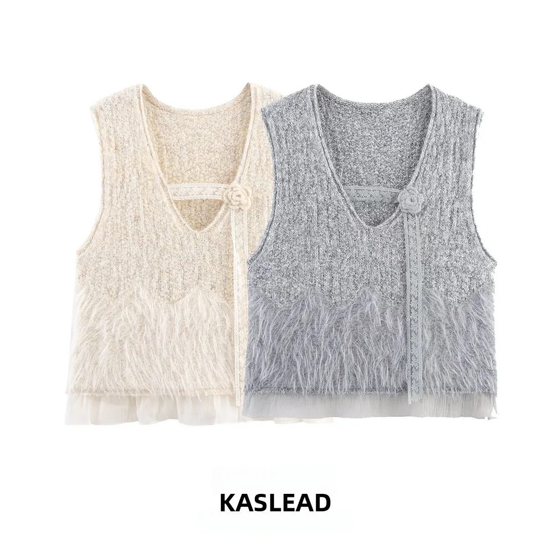 

KASLEAD новый женский жилет ручной работы из смешанного волокна с блестками и капюшоном, уличный жилет с v-образным вырезом из полиэстера, 00% цвет