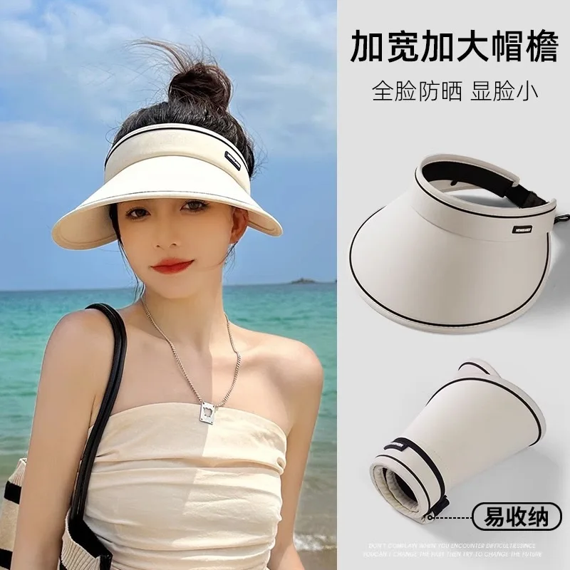 

Sun protection hat with open top for women, summer cycling, UV protection sun hat, versatile wide-brim foldable sun hat