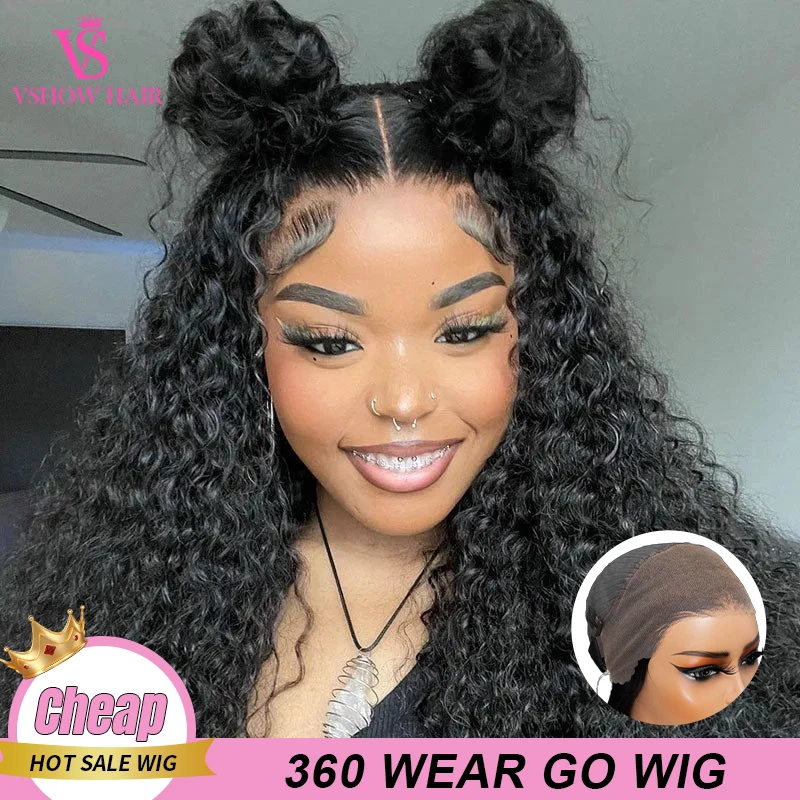 

VSHOW Water Wave 360 Glueless Wig Human Hair Wear and Go HD full Lace Front Wigs PreCut Preplucked For Black Women