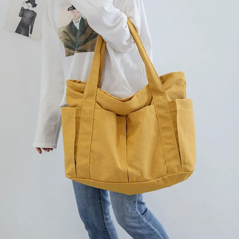 New Style Simple Tote Bag Durable Large Capacity Canvas Bag Female Mori Department All Students Class Female Bag