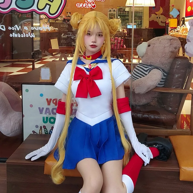 Anime Moon Cosplay Tsukino Kostium JK Sailor Mundurek Sukienka Garnitur dla Kobiet Mężczyzn Halloween Karnawał Impreza Przebranie Plus Size