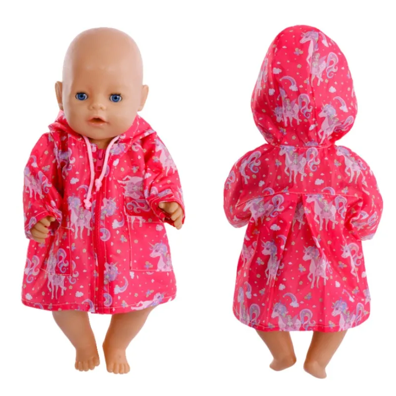 43 Cm Doll Raincoat 117 -18 Inch Doll Clothes Raincoat Doll Accessories Costume Girl Play Toy Waterproof Clothing Wear Kids Fest