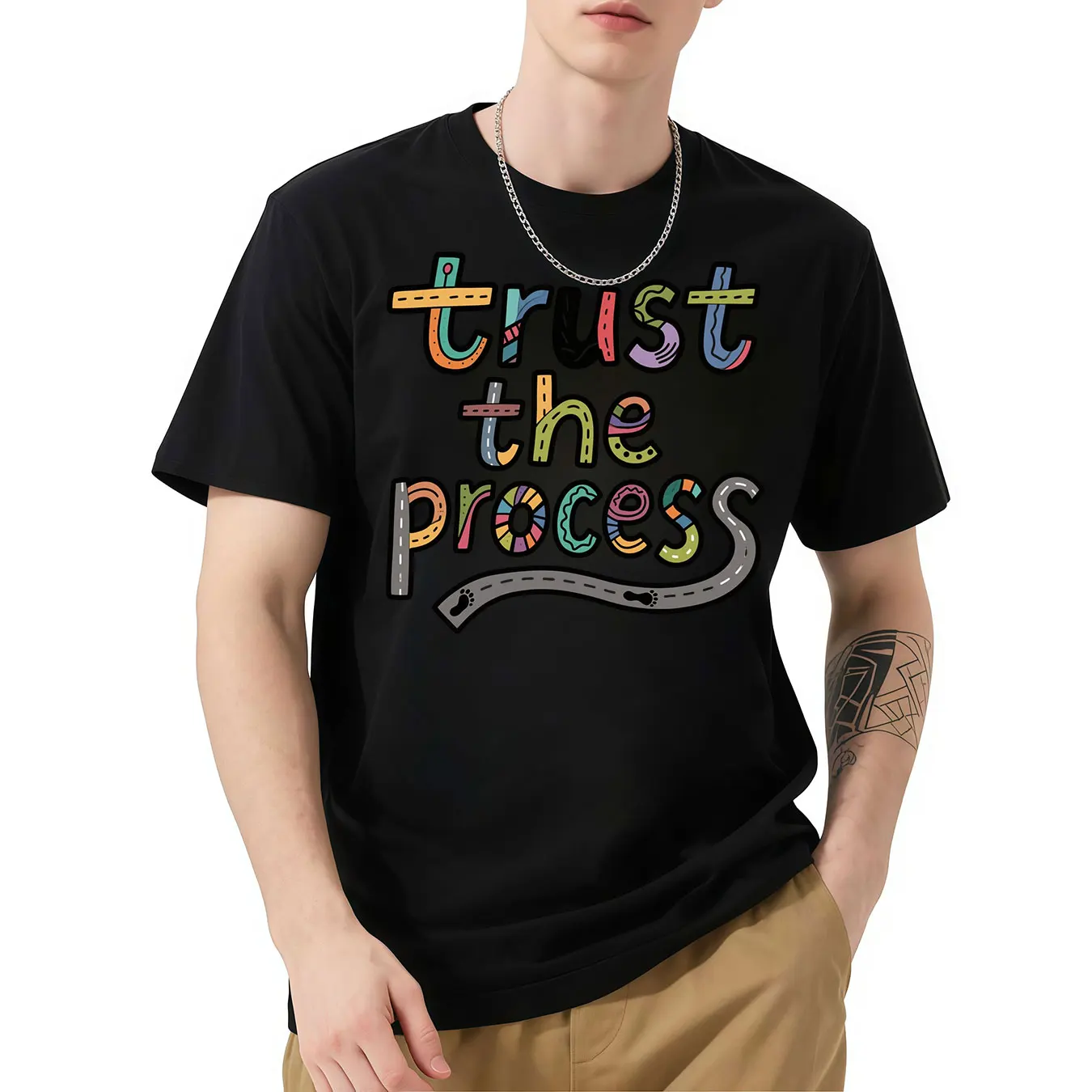 

Harajuku Casual Summer Short Sleeve Men Women Trust the Process Graphic Print T Shirt Oversized Cotton T Shirt Gothic Tops Stree
