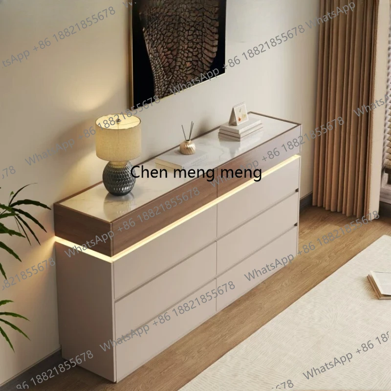 

Italian-style bedroom ultra-thin bucket cabinet 35cm bedside storage light luxury master bedroom wall eight-bucket cabinet