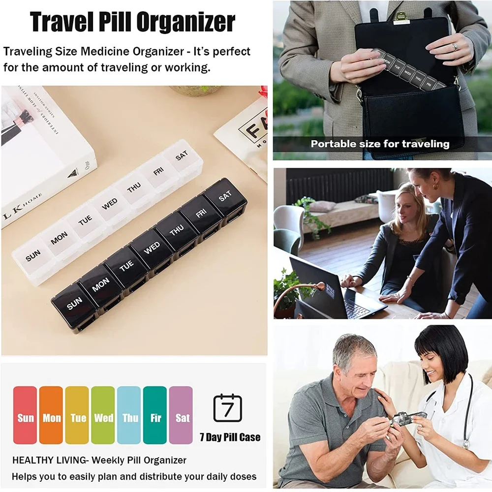 1Pcs Weekly Extra Large Pill Organizer, XL Daily Pill Box, 7 Day Pill Case Oversize Daily Organizer for Vitamins, Cod-Liver Oil