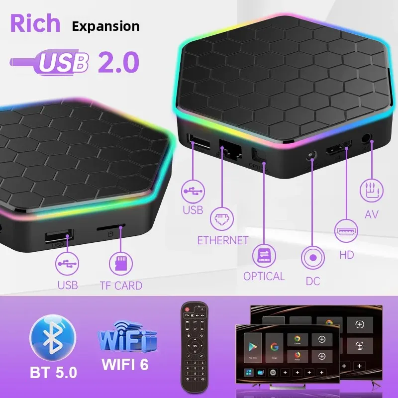 T95Z plus Smart TV Box Android 12 8K Ultra HD Media Player WiFi6 BT 5.0 Allwinner H618 Multilanguage Set Top Box يدعم Google