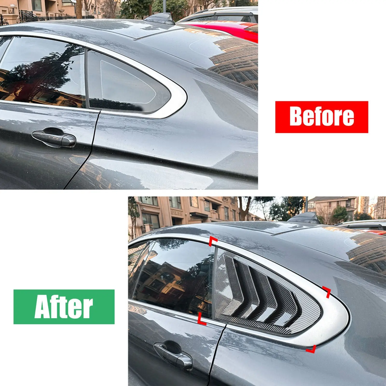 Car Rear Side Louver Window Side Shutter Cover Triangle Shade Trim Sticker Vent For BMW 4 Series F36 2014-2020 Auto Accessories