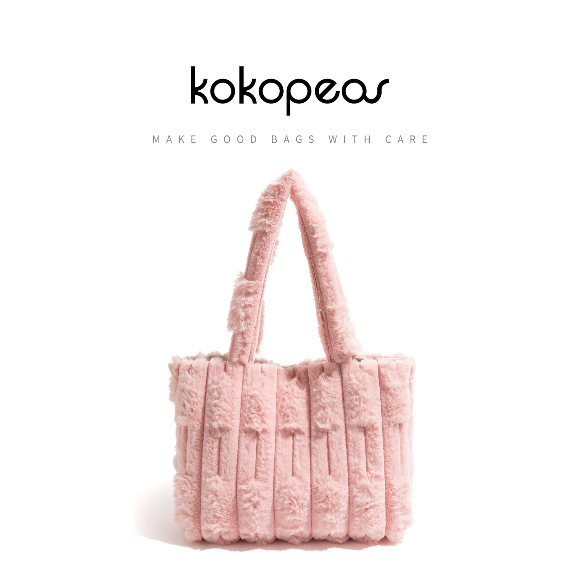 

KOKOPESA Ladies Fluffy Soft Tote Bag Solid Color Simple Phone Purse Winter Women's Fashion Shoulder Bag For Shopping Study Work