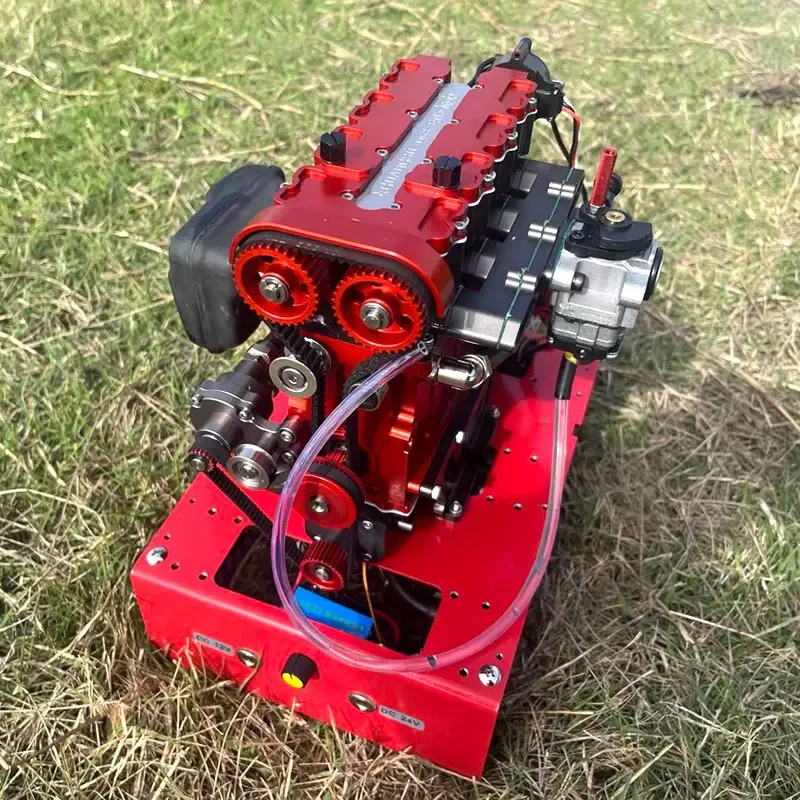 New D6 Gasoline 4 Cylinder Engine Model Four Stroke Metal with Starter Base Kit Motor Accessories Model Modified Toy