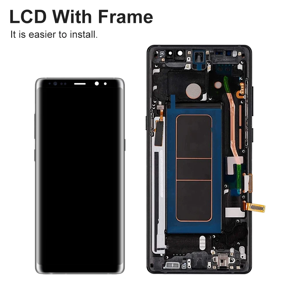 Super AMOLED Note8 Screen Assembly for Samsung Galaxy Note 8 N950F N950FD LCD Dispaly Touch Screen Digitizer with Frame Parts