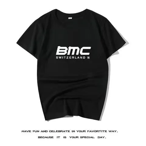 BMC American Racing Team Men Summer Pure Cotton Letter Printed T-shirt Tour De France Cycling Short Sleeved Parenting T-shirt