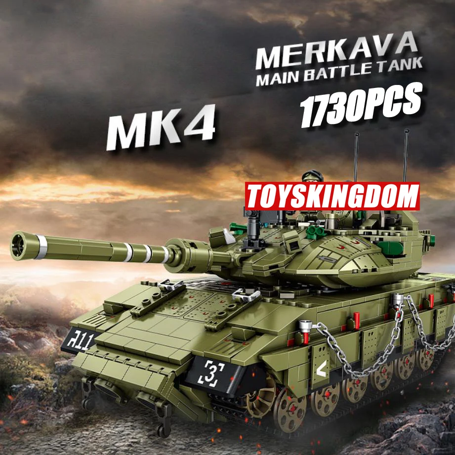 Israel Military Bricks Merkava Mk4 Main Battle Tank Batisbrick Building Block Vehicle WW2 Army Force Figures Toys For Boy Gifts