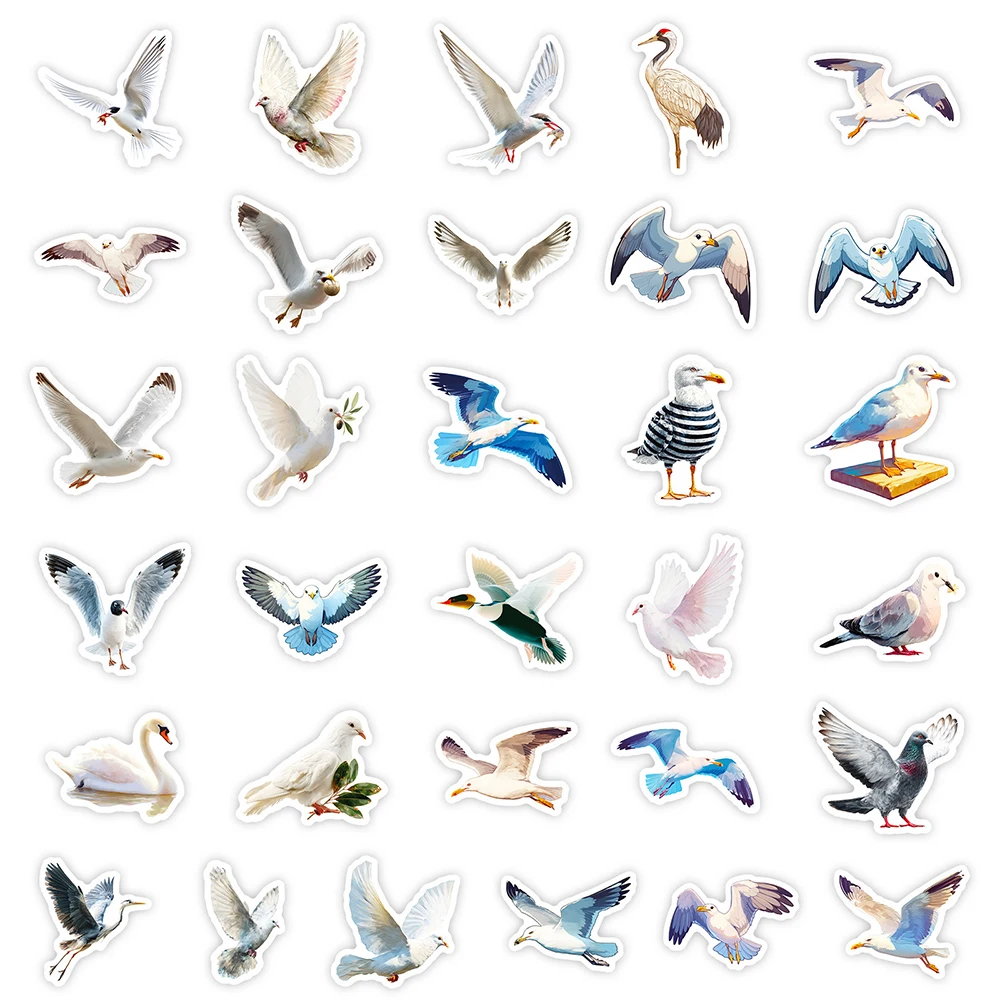 10/30/56 قطعة Kawaii الطيور البيضاء الكرتون ملصقات النورس حمامة الكتابة على الجدران الشارات DIY بها بنفسك دفتر الغيتار حقيبة لطيف الحيوانات ملصق