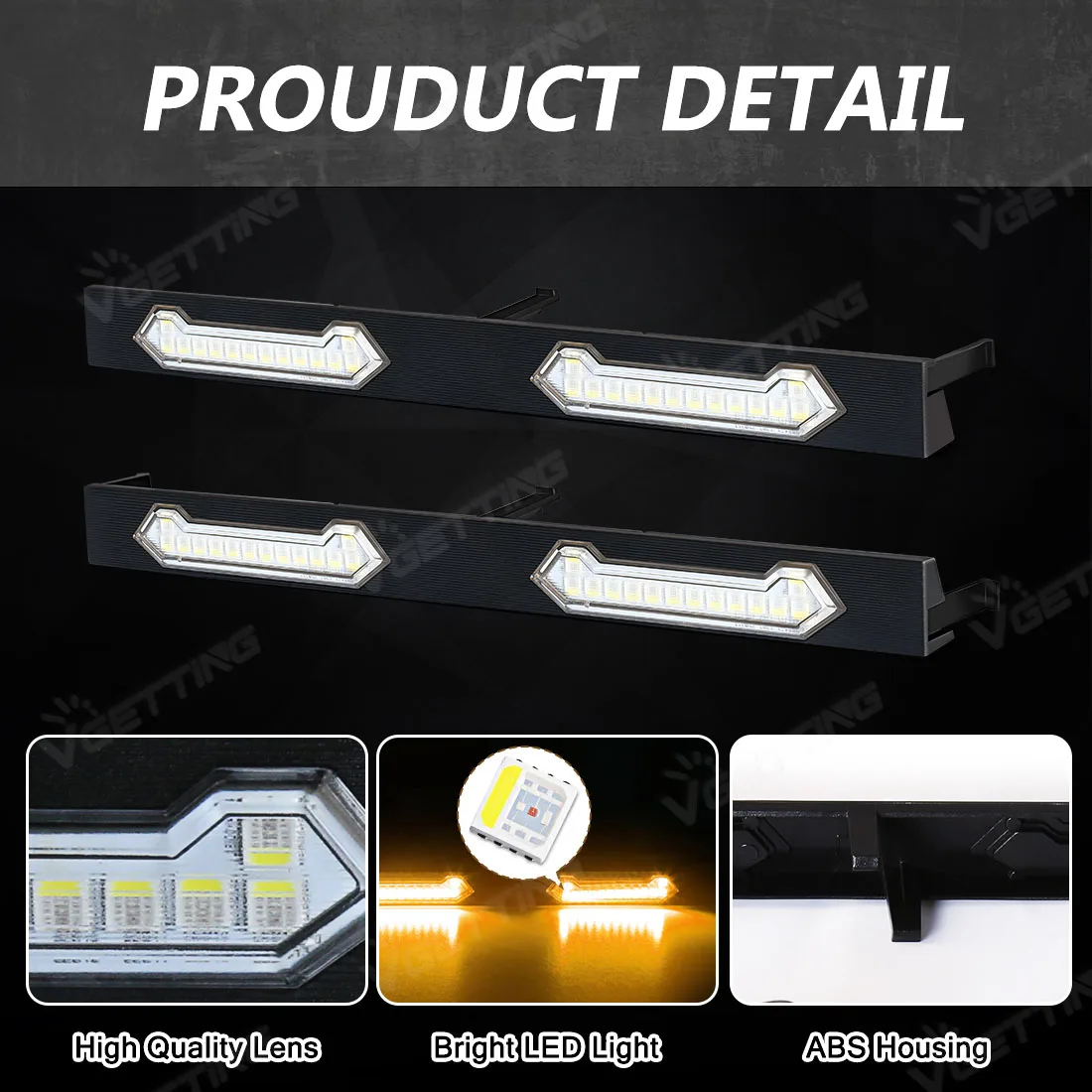 4 Colors Front LED Grille Light For Toyota Tacoma SR SR5 2024 Grid Warning Lamp Daytime Running Lamp DRL Smoked Clear Shell 12V