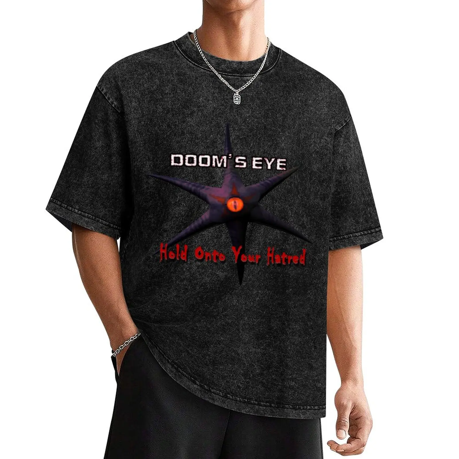 

Doom's Eye T-Shirt blacks cotton graphic tees vintage anime shirt heavyweights mens big and tall t shirts