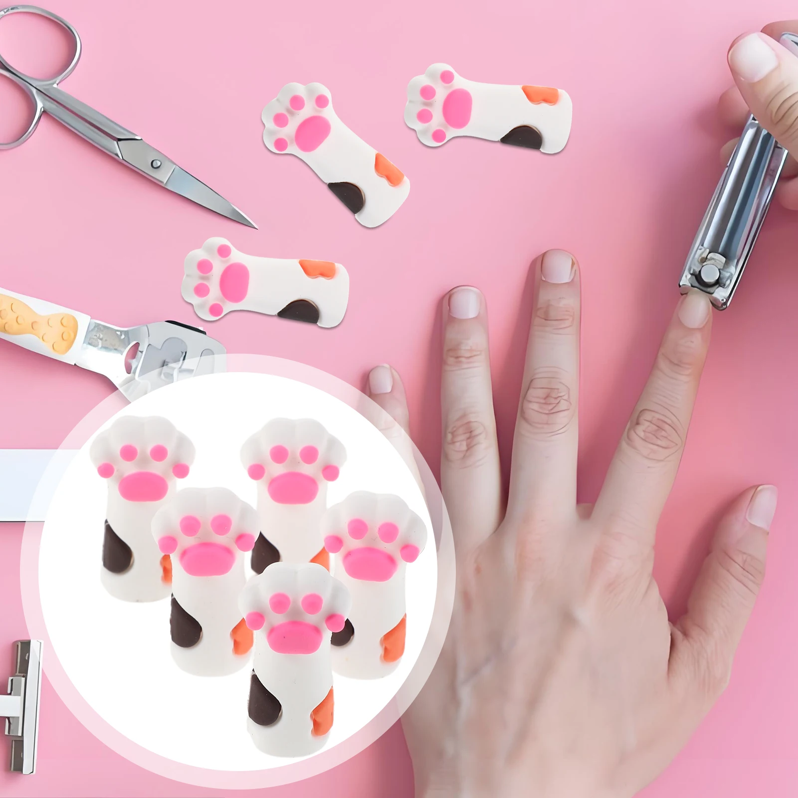

10 Pcs Manicure Tool Protection Case Nail Cuticle Protectors Sleeves Silica Gel