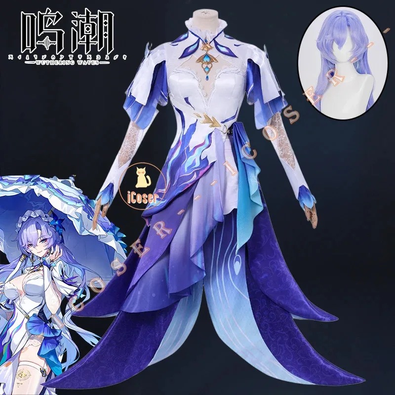 25COSiCoser Wuthering Waves Cantarella Cosplay Costume Wig Dress Headwear Earrings Rinascita Fisalia Family Halloween Party for