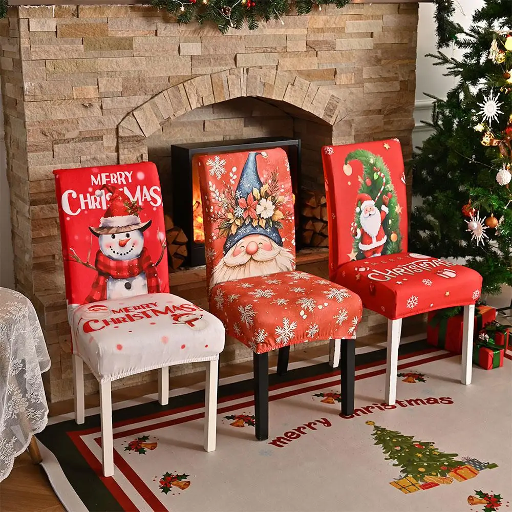 

Christmas Chair Cover Home Decor Chair Seat Cover Chair Protector Slipcovers Stretch Chair Slip Universal Removable Decoration