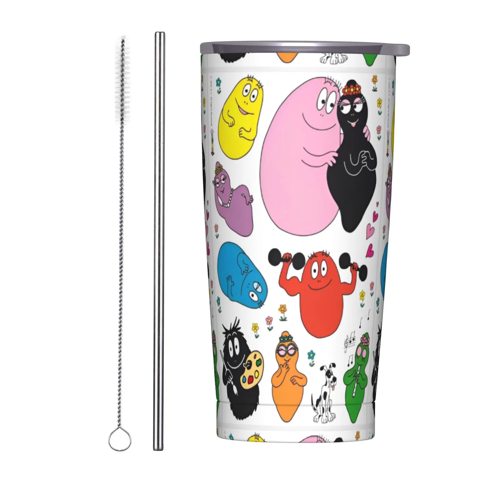

Stainless Steel Tumbler Barbapapa Mugs Cup With Straws Travel Hot Drinks Water Bottle Keep Heat Large Coffee Mug