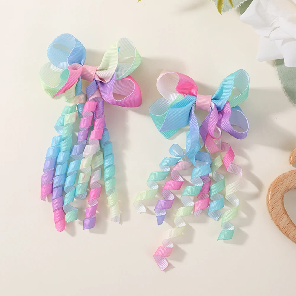 

2pcs Baby Girls Hair Bows Clips Random Color 2.5'' Grosgrain Ribbon Bowbot Hairpin Barrettes Headwear Hair Accessories