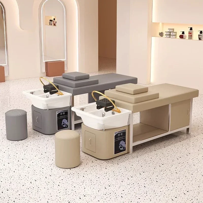 Łóżko do mycia włosów Krzesło Miska na szampon Mobilna umywalka Krzesła do salonu fryzjerskiego Pokój Kosmetyczny Klient Golenie Masaż Łóżko Spa