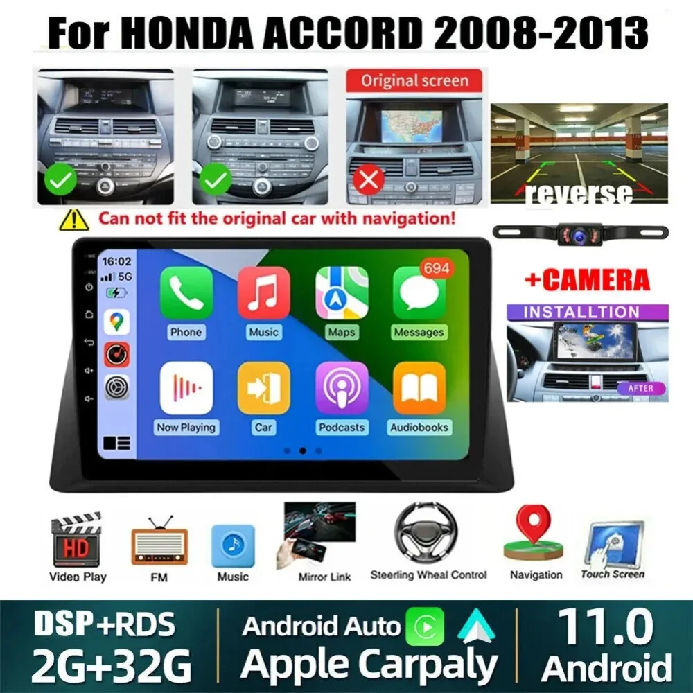 

2GB+32GB 10" Android 13 Car Stereo Radio for Honda Accord 8th 2008 2009 2010 2011 2012 with Wireless Wired CarPlay&Android Auto