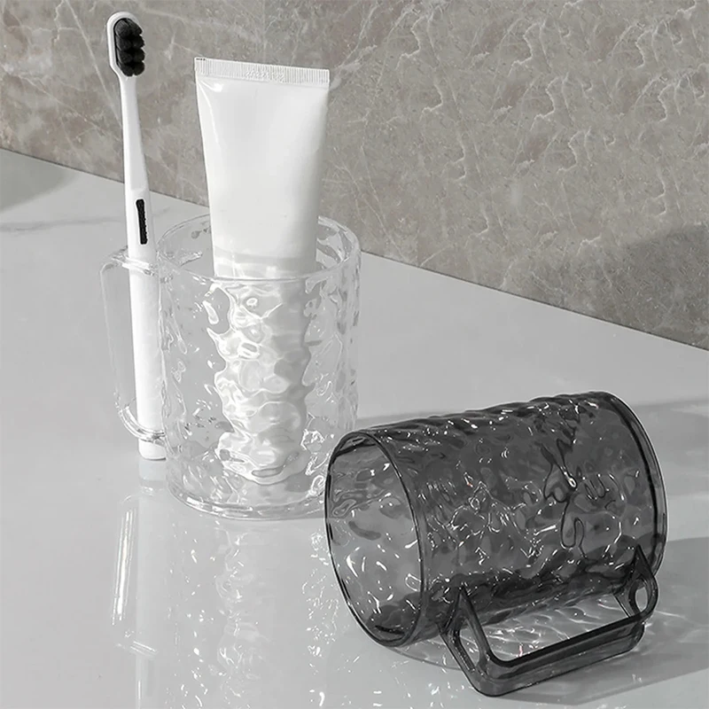 Plastic Mouthwash Toothbrush Cup With Handle Home Bathroom Tumblers Portable Mug Transparent Toothbrush Holder