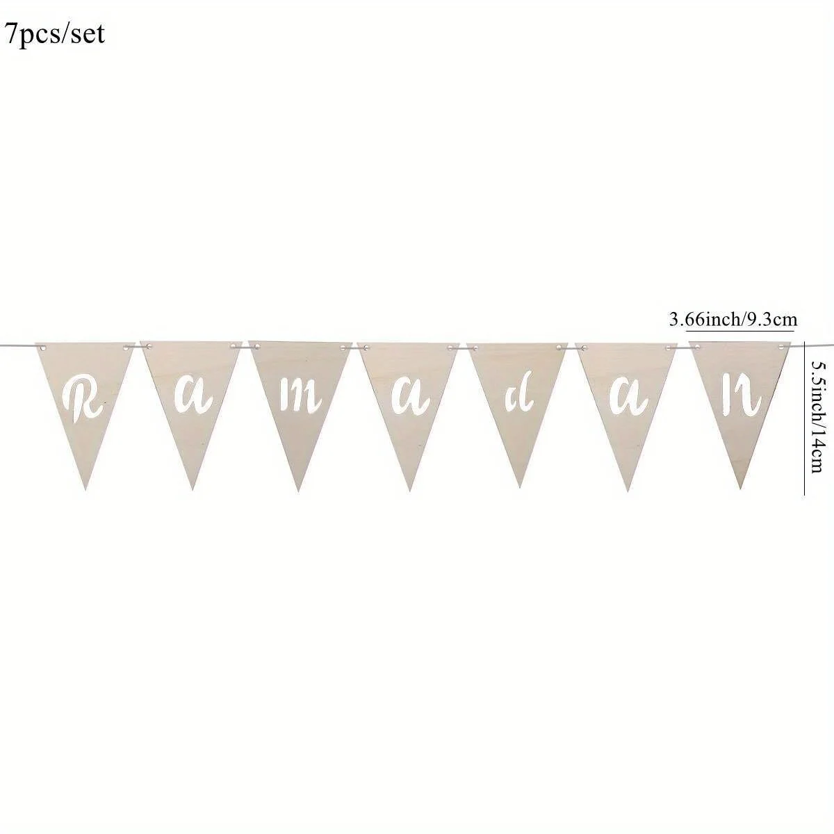 1pcs Eid Mubarak Wooden Garland Banner For Ramadan Eid al-Fitr Muslim Home Party Wall Decorations DIY Gifts Supply