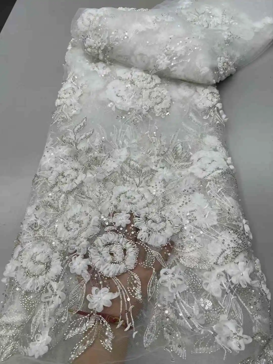 아프리카 스팽글 페르시 레이스 원단 2025 고품질 나이지리아 코튼 레이스 원단 5 야드 여성 파티 드레스를위한 수제 직물