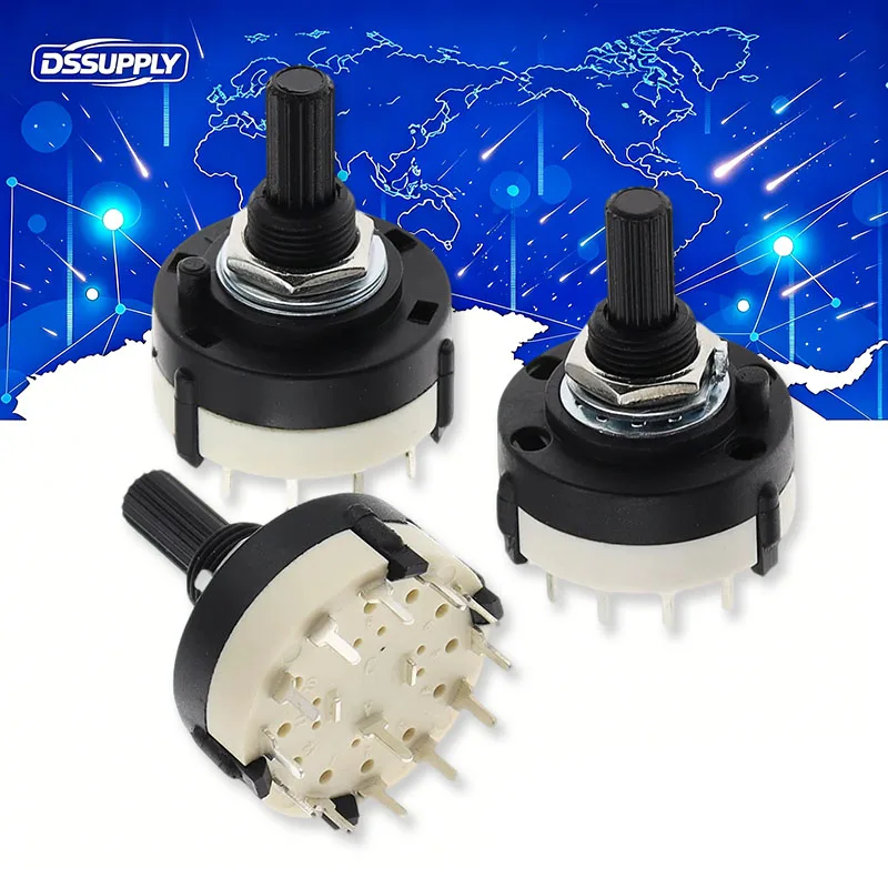 1PCS Selectable Band Rotary Channel Selector Switch RS16 RS26 Single Deck Rotary Switch Band Selector 1P12T 2P6T 3P4T 4P3T