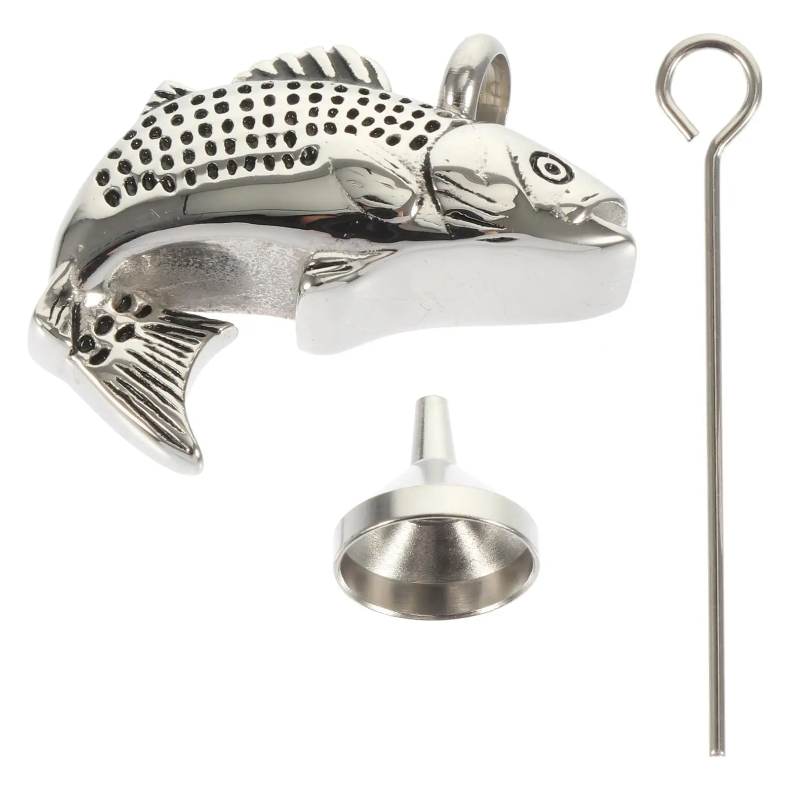 

1 set Fish Shaped Urn Pendant Pet Ashes JewelryStainless Steel Locket Dog Bone Casket Lightweight Practical Storage Pet Supplies
