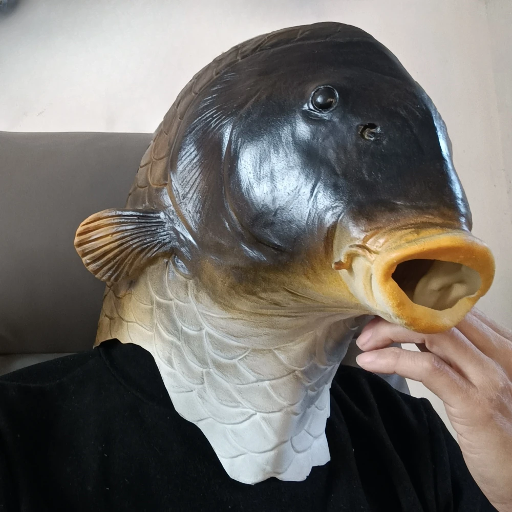 Máscara de látex de pescado realista para adultos, sombreros de animales para disfraz de Halloween, fiesta de disfraces, decoración para fiesta de disfraces