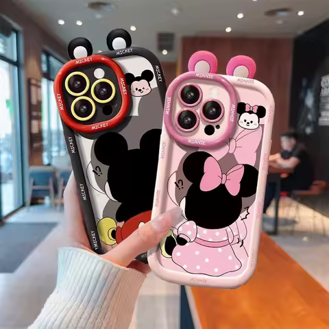 Case For OPPO A60 A2 A3 A5 PRO A18 A17 A38 A58 A55 A79 A78 A74 A36 A94 RENO 13F 5 6 Lite Mickey Minnie Mouse Cute 3D Ears Cover