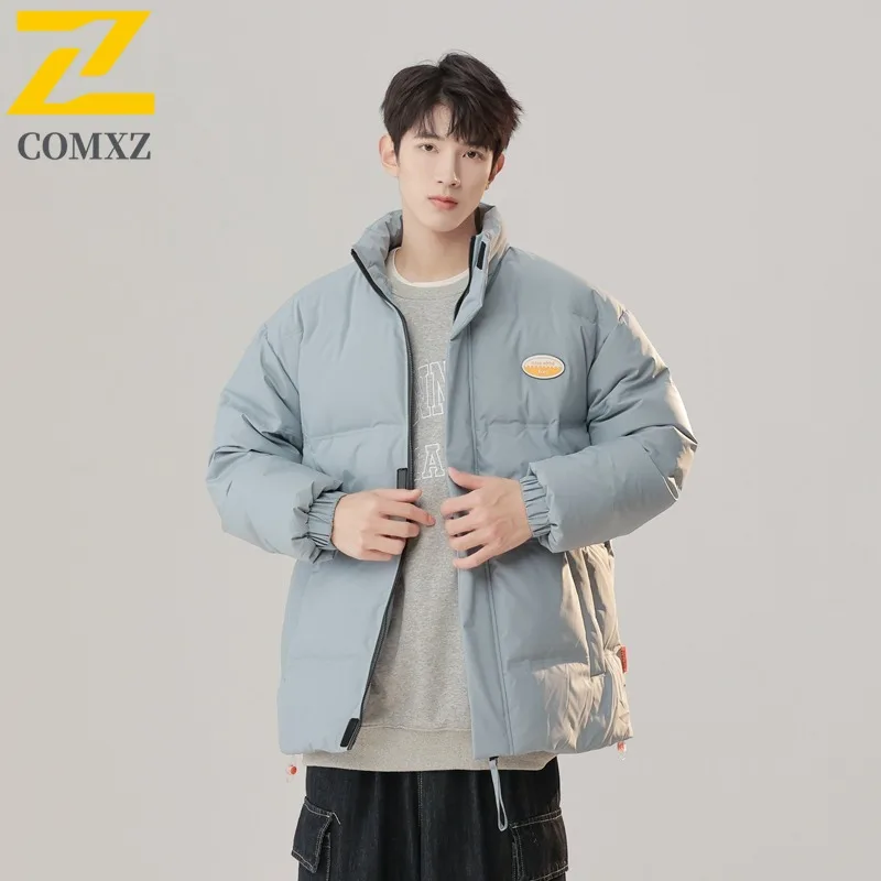 COMXZ Student Winter New Men Down Jacket Youth Casual Stand Collar Thermal Thickened Casual outdoor Thickened Cold Proof Coat