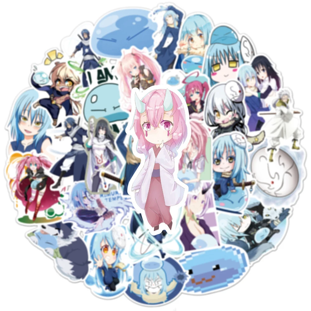 50pcs That Time I Got Reincarnated as a Slime Anime Stickers Skateboard Laptop Motorcycle Cool Waterproof Sticker Decals Kid Toy