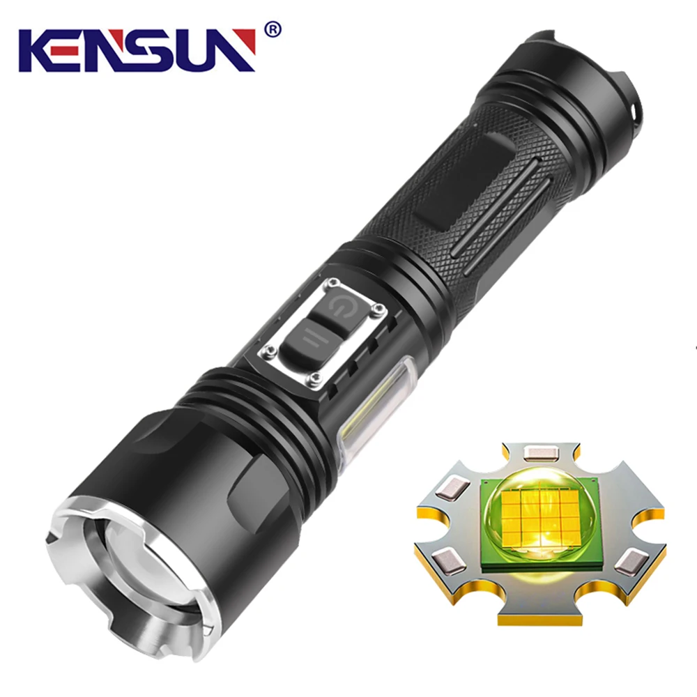 

XHP160 High Power LED Flashlight With COB Side Light USB Rechargeable Zoom Lantern Tactical Torch 9 Modes Camping Outdoor Lamp