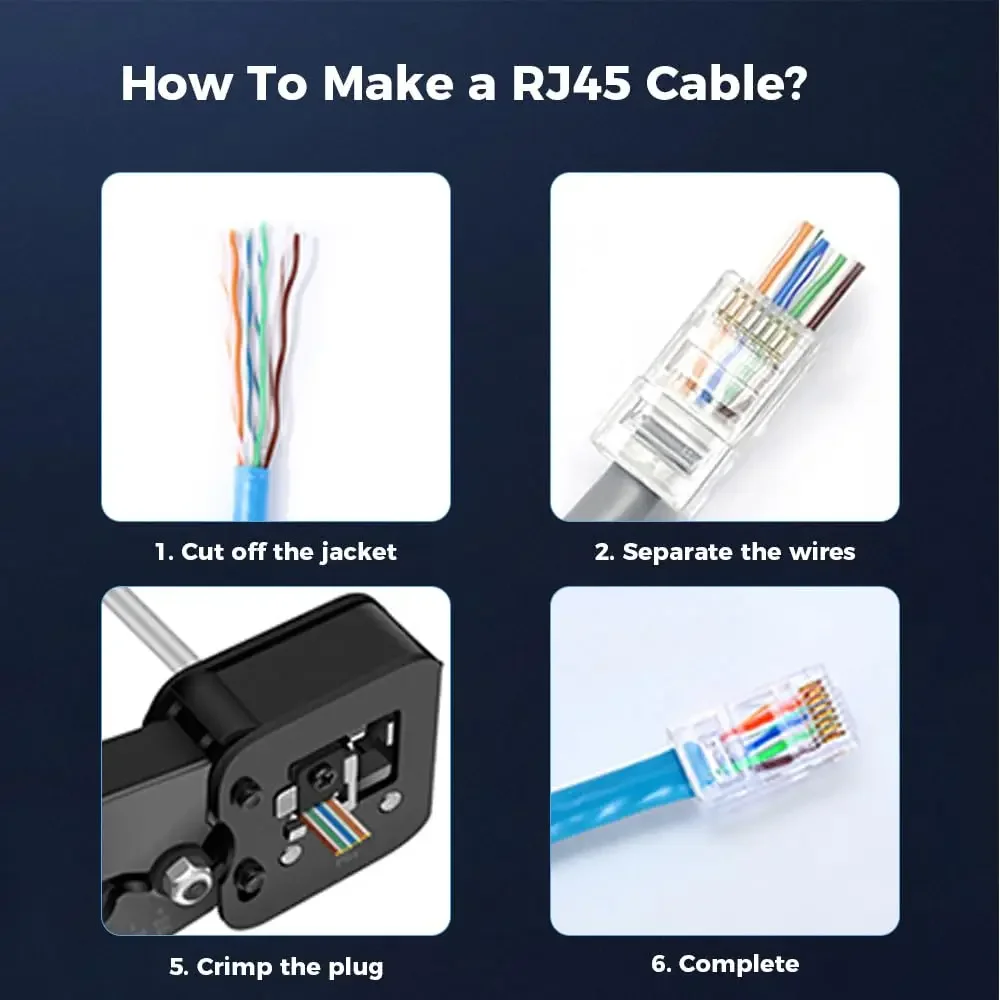 Linkwylan 10PCS/50PCS RJ45 Connectors Cat5e Cat6 Pass Through EZ to Crimp Modular Plug for Solid Stranded Network Cable