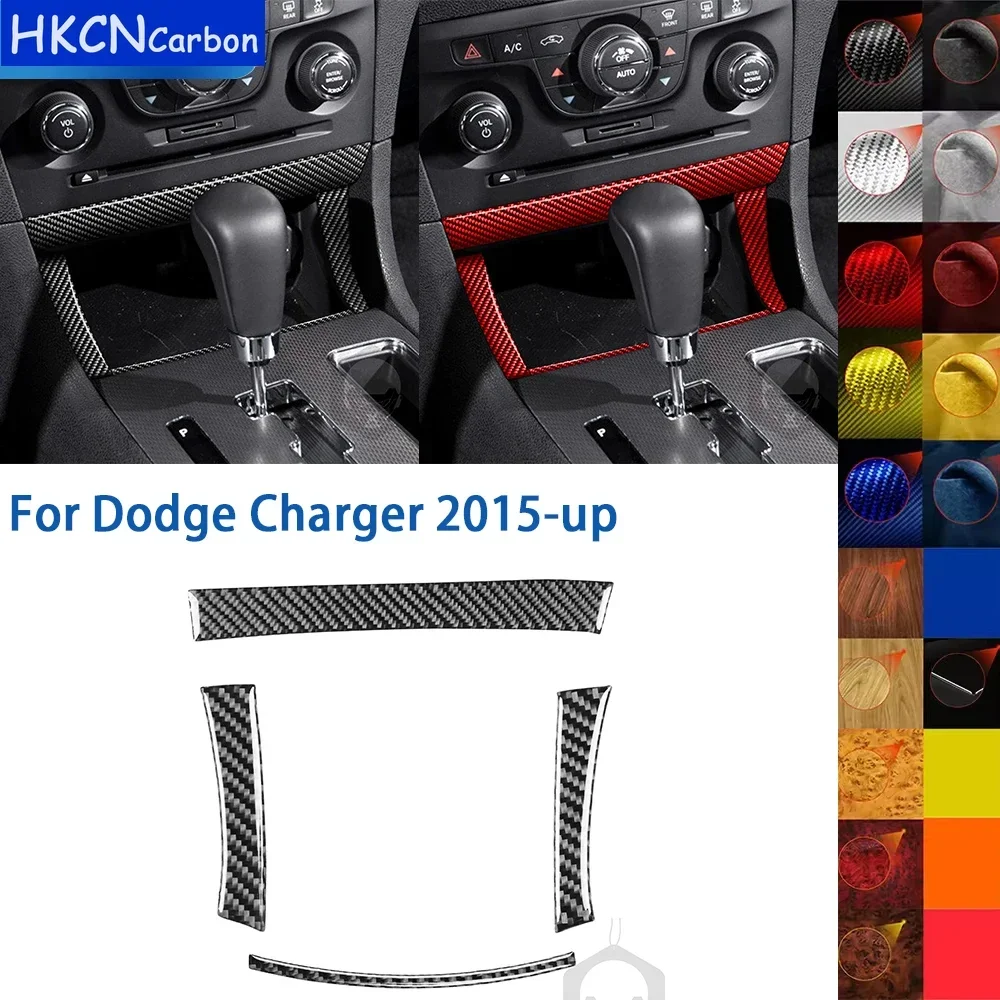 

For Dodge Charger LD 2015-2023 Accessories Carbon Fiber Car Interior Control Center Storage Box Frame Trim Sticker Decoration