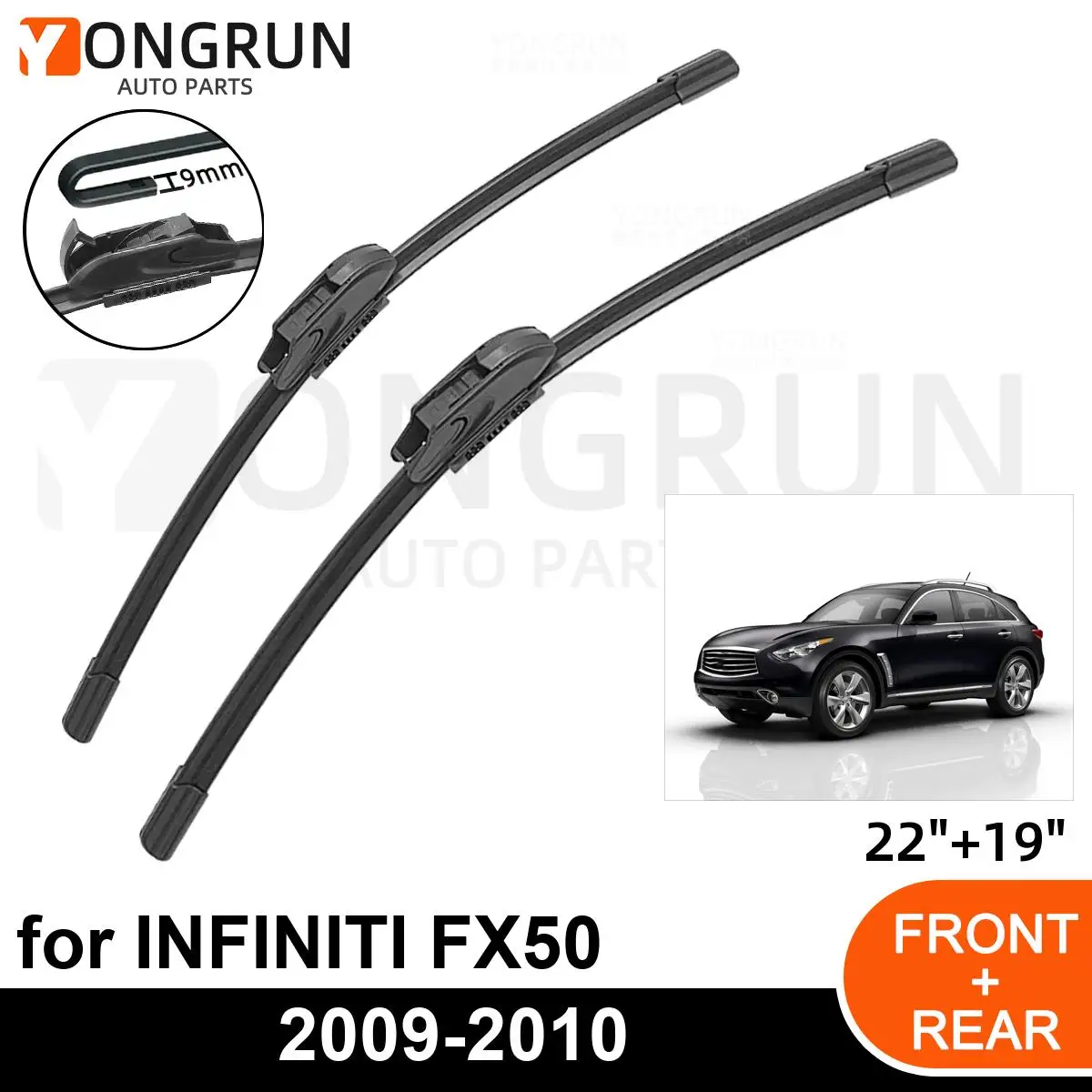 

Car Front Windshield Wipers For INFINITI FX50 2009-2010 Wiper Blade Rubber 22"+19" Car Windshield Windscreen Accessories