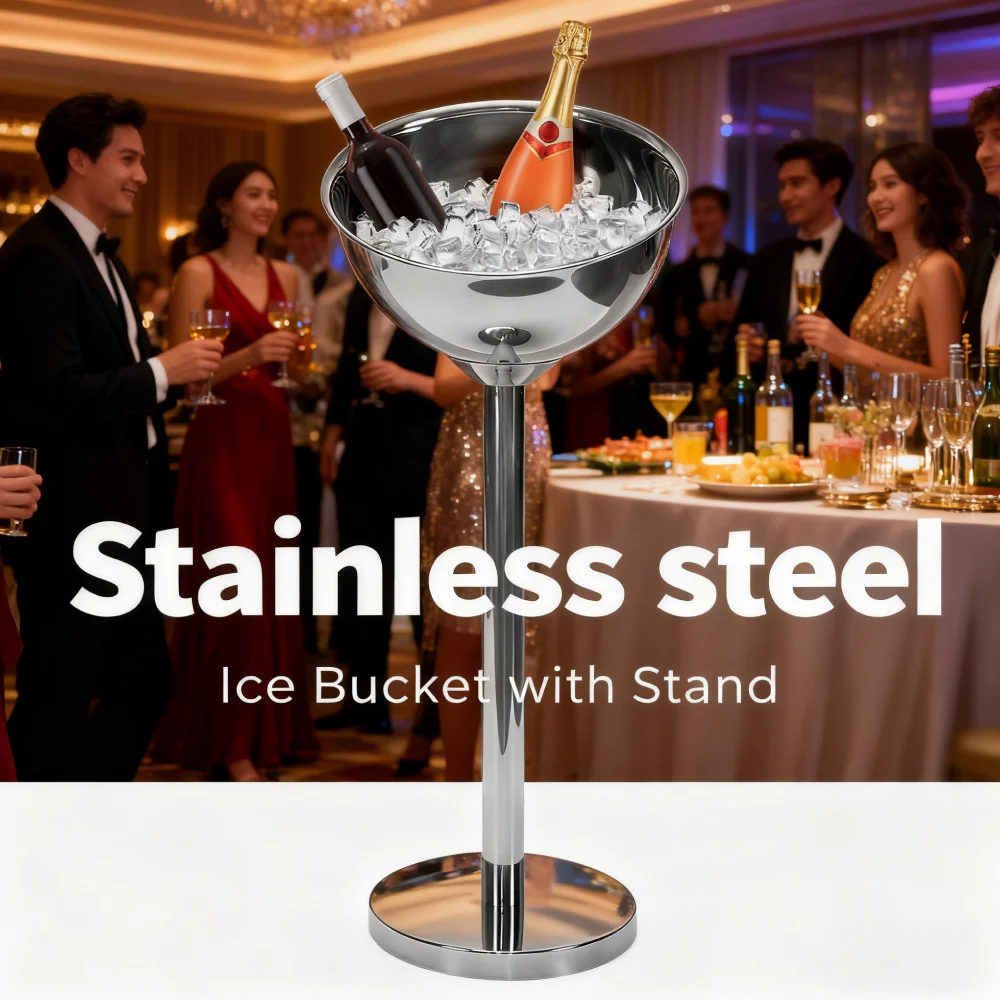 

Standing Ice Bucket Stainless Steel Champagne Wine Bucket Champagne Bucket Cooling for Wine Champagne Drinks Chilling Beverages