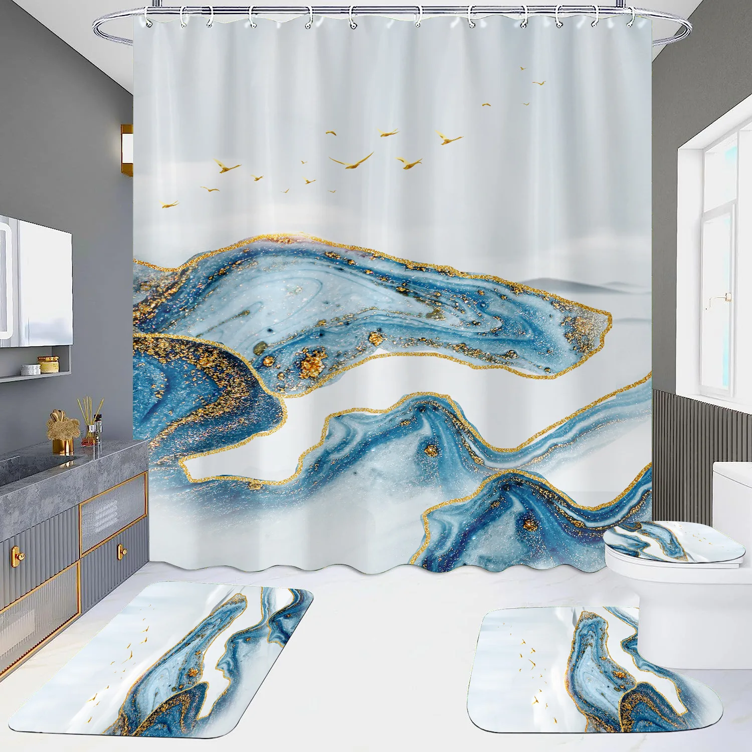 

VIKAMALРоскошный абстрактный фон, жидкий серый и золотой мраморной текстуры, занавеска для душа, декоративная занавеска для душа в ванной комнате