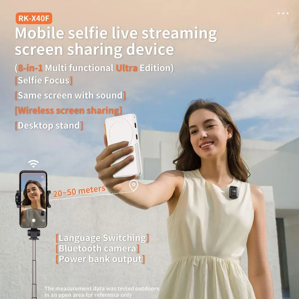 

Wireless Selfie Monitor Screen for iPhone Android Power Bank 4-Level Brightness Rear Camera for Selfie Vlog No Delay Live S J1F5