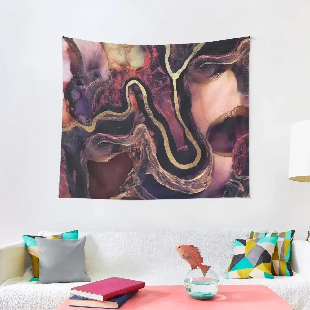 

Golden River Abstract Tapestry Tapete For The Wall Wall Deco Nordic Home Decor Tapestry