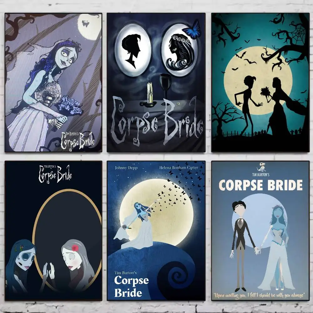 تيم بيرتون جثة العروس ملصق الفيلم ملصقات الفن جداريات حائطية ديكور لعبة غرفة ديكور الهدايا Kawaii HD اللوحة سيارات القط
