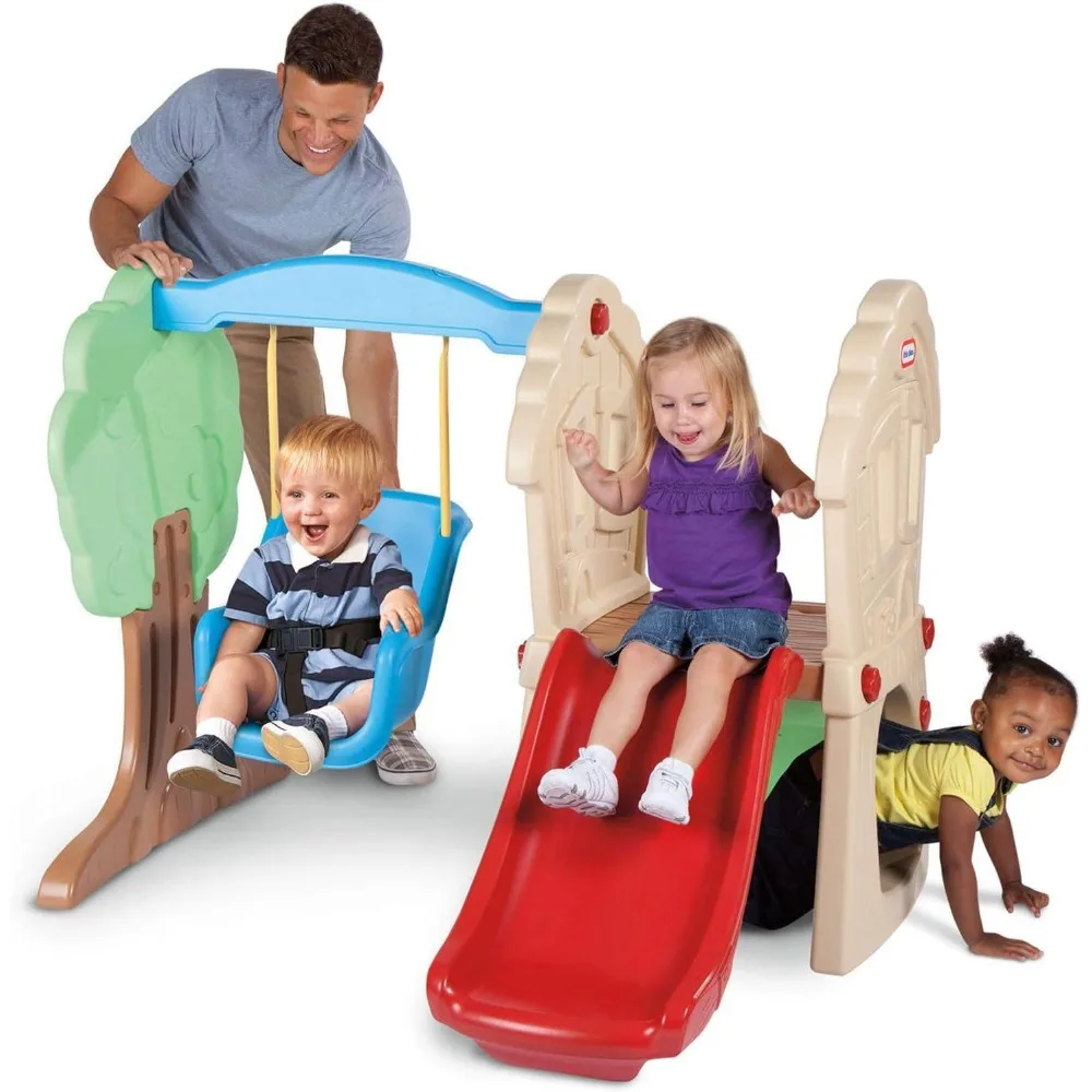 Playset infantil: alpinista, balanço e escorregador - Equipamento de jogo externo/interno - Fácil montagem - Centro de atividades para crianças pequenas, 53,5 Le