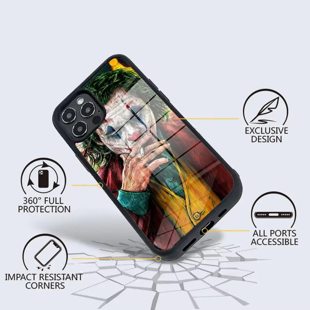 Happy Face Smile Joker Phone Case Glass For IPhone 16 15 Promax 14 13 Pro 12 11 Magnetic charging Covers