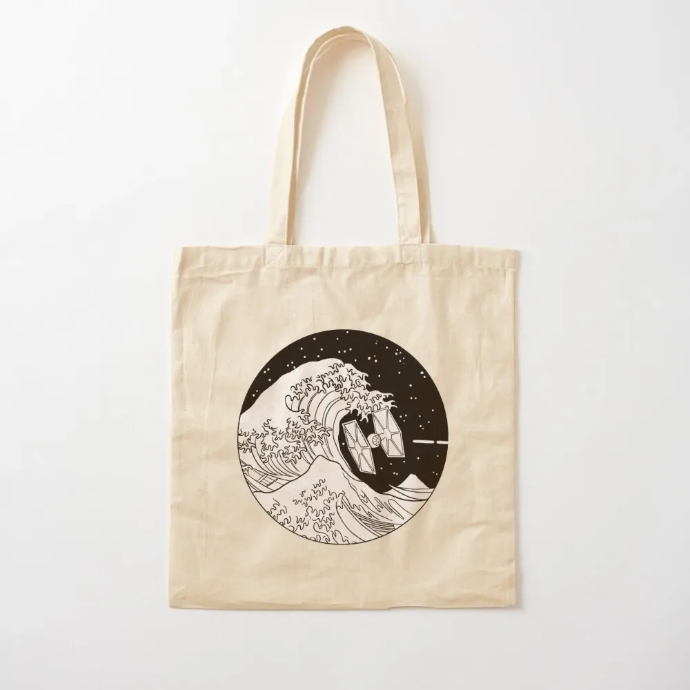 

Spaceship in Space - The Great Wave Tote Bag reusable grocery bags canvas shopping bag female bag