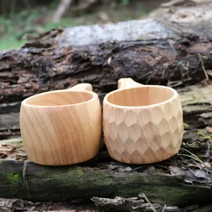 Cốc gỗ rắn với ký túc xá để cắm trại, cốc cầm tay, thủ công, công suất lớn, sữa, cà phê, cốc, ngoài trời Sữa bán chính chính - 7
